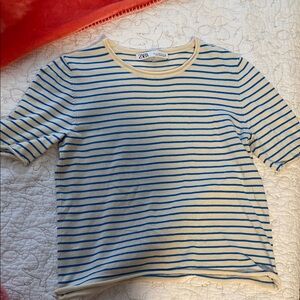 Zara Cream Striped shirt
